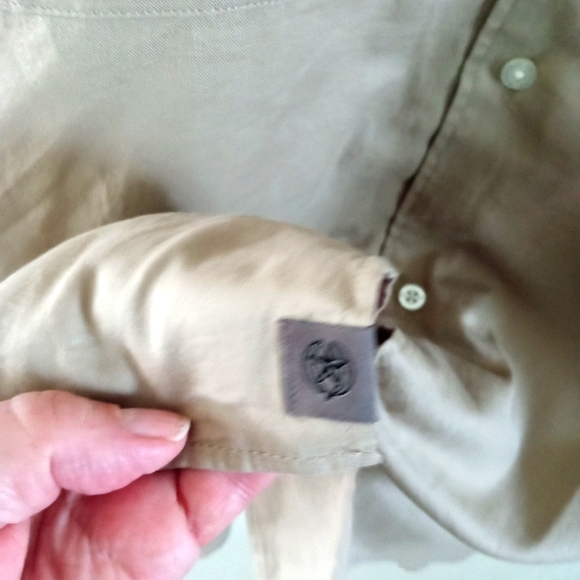 BANANA REPUBLIC Untucked Slim 100% Lightweight COTTON Khaki Tan Shirt | XL - Picture 7 of 9